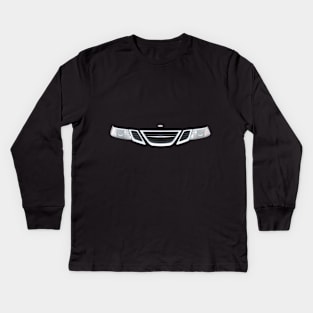 Saab 9-3 2nd generation classic car minimalist grille Kids Long Sleeve T-Shirt